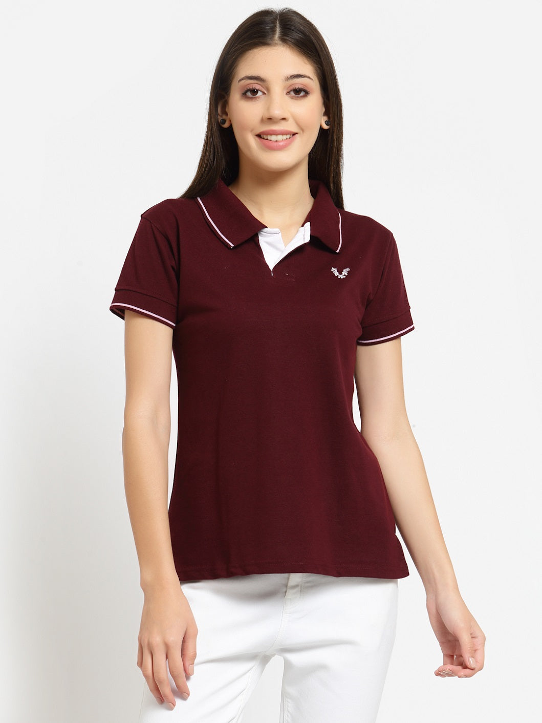 UZARUS Women s Cotton Polo Collar Neck T Shirt Top