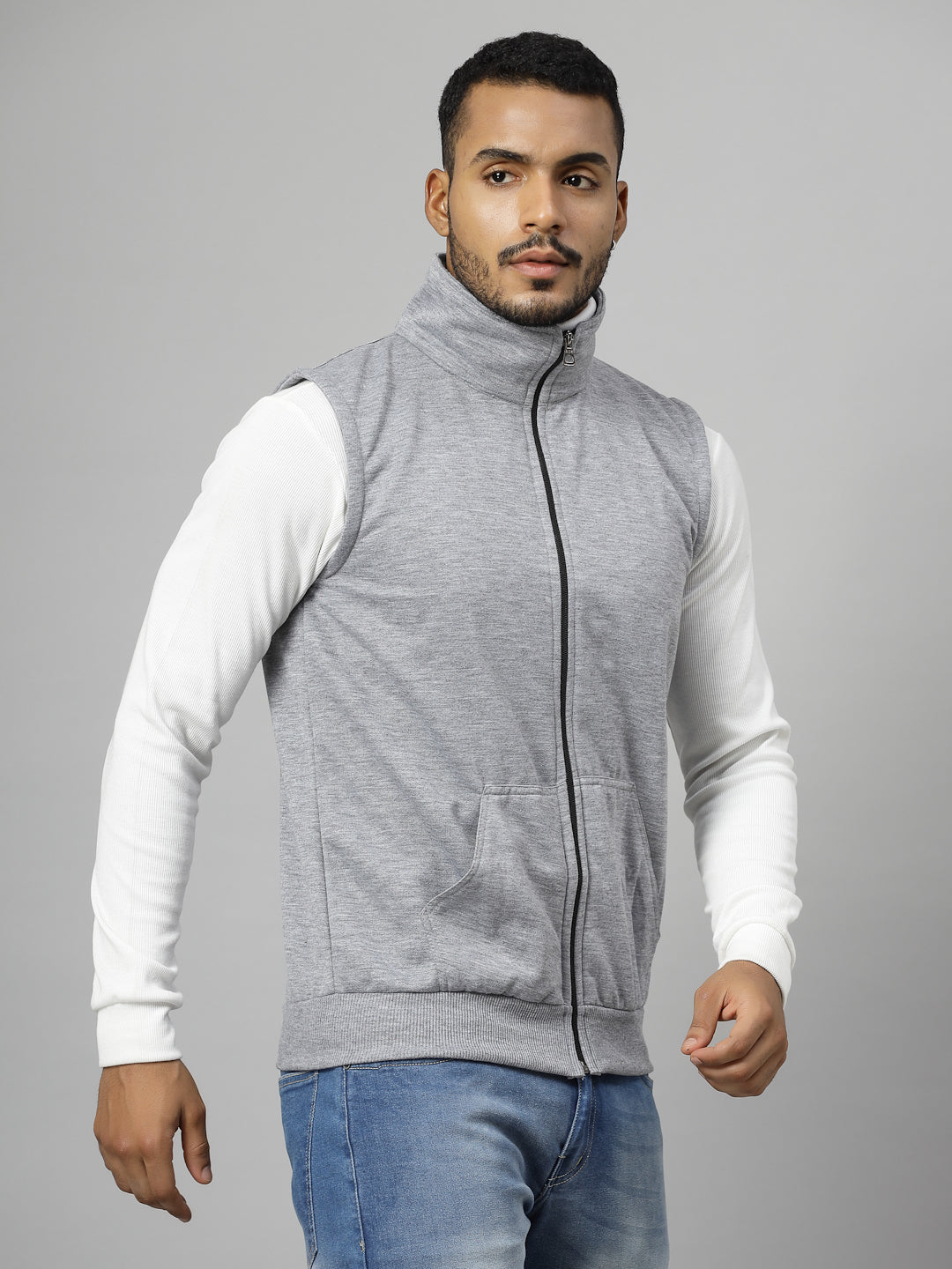 Men's Sleeveless Regular Solid Jacket