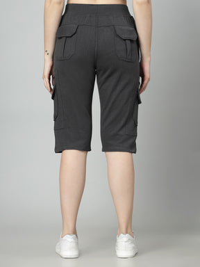 Women's Cargo Capri Shorts With 9 Zippered Pockets