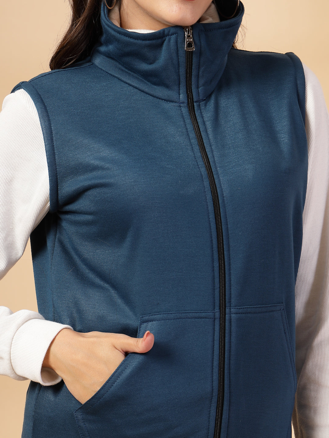 UZARUS Women's Half Sleeves Cotton Fleece Premium Jacket