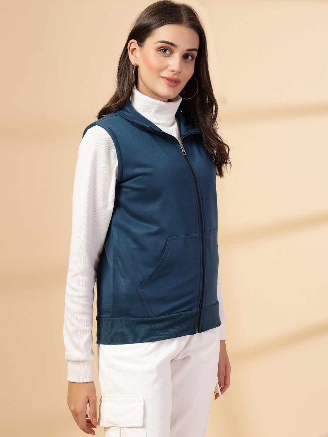 UZARUS Women's Half Sleeves Cotton Fleece Premium Jacket