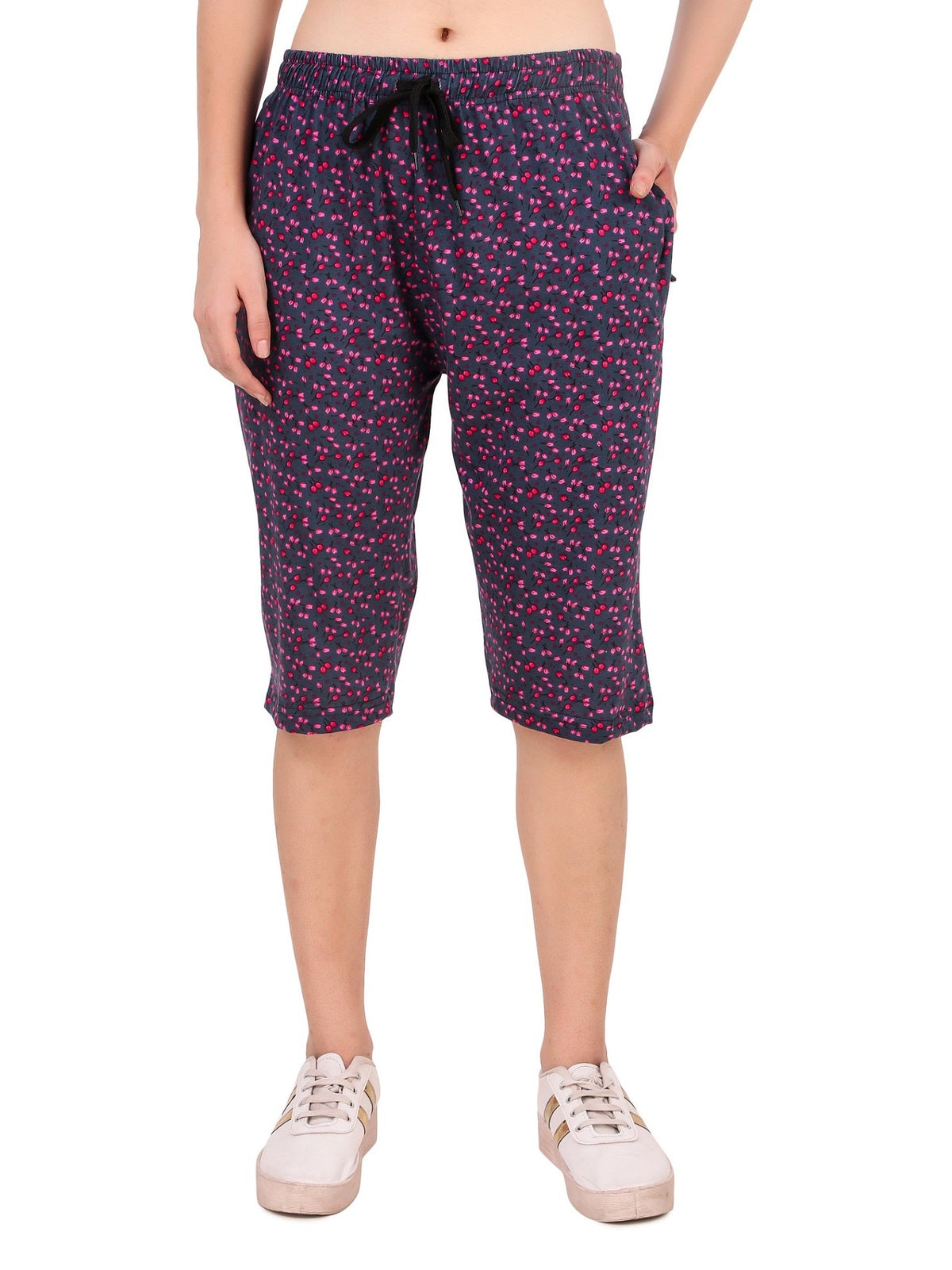 Plus Size Cupid Cotton Capris For Girls/women - Milange Grey at Rs