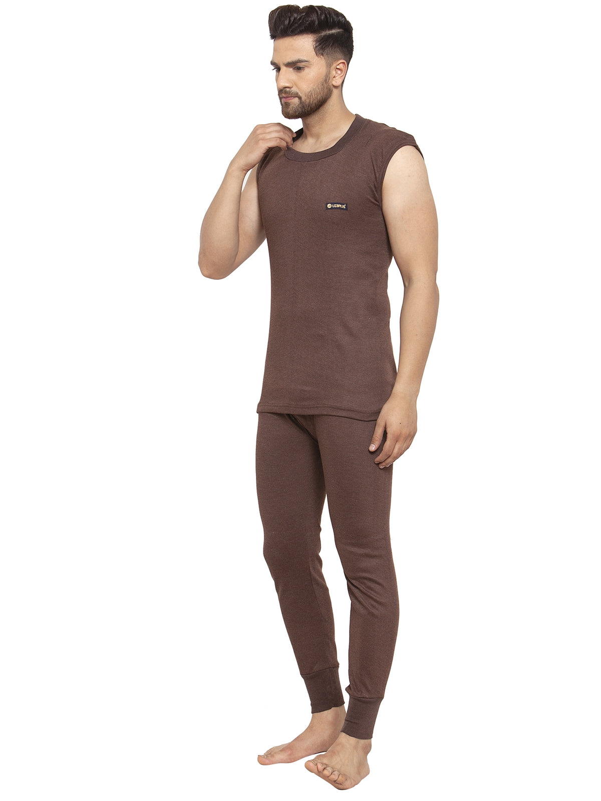 MEN'S SLEEVELESS THERMAL SET ( ROUND NECK VEST AND TROUSER)